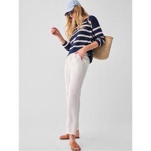 Faherty Golden Hour Crewneck Sweater Navy Calico Stripe Small NWT